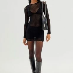 Buy 😉 Women's Out From Under Eyes On Me Mesh Mini 👗 Dress Black 💯 -Out From Under Shop unnamed file 1010
