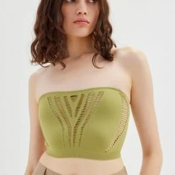 Top 10 👍 Women's Out From Under Delaney Seamless Slashed Tube Top Green ❤️