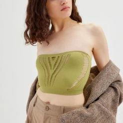 Top 10 👍 Women's Out From Under Delaney Seamless Slashed Tube Top Green ❤️ -Out From Under Shop unnamed file 112