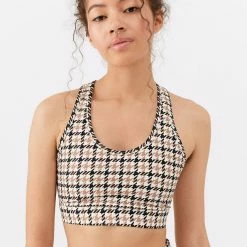 Outlet ✨ Women's All Access Front Row Houndstooth Sports Bra Houndstooth 🥰