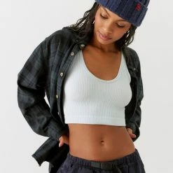 Cheap ✔️ Women's Out From Under Drew Seamless Ribbed Bra Top Pale Blue 🤩