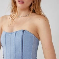Flash Sale ✔️ Women's Out From Under Denim Double-Zip Corset Light Denim 🤩