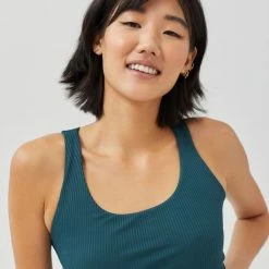 Outlet 💯 Women's Year Of Ours Gym Ribbed Sports Bra Teal 🧨