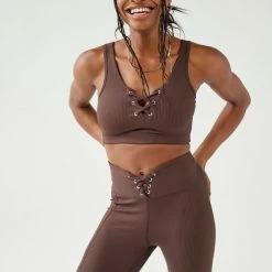 New ✔️ Women's Year Of Ours Football Ribbed Sports Bra Light Brown 🎉