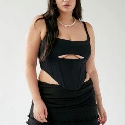 Hot Sale ✔️ Women's Out From Under Spitfire Mesh Cutout Corset Black 🎁