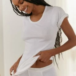 Cheap 👍 Women's Urban Renewal Vintage Deadstock Tee & Brief Sleep Set White 🥰