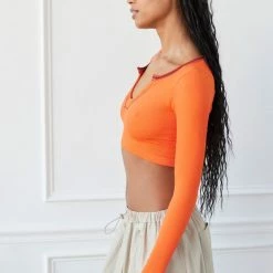 Hot Sale 🛒 Women's Out From Under Go For Gold Seamless Long Sleeve Top Orange 💯 -Out From Under Shop unnamed file 651