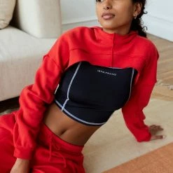 Best Pirce 🔥 Women's Out From Under Seamed Shrug Sweatshirt Red 😉