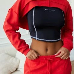 Best Pirce 🔥 Women's Out From Under Seamed Shrug Sweatshirt Red 😉 -Out From Under Shop unnamed file 679