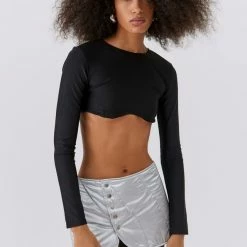 Discount 👍 Women's Out From Under Ultra-Cropped Long Sleeve Tee Black 🧨 -Out From Under Shop unnamed file 799