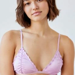 Best Pirce 🔔 Women's Out From Under Miranda Tease Satin Triangle Bralette Lilac 💯