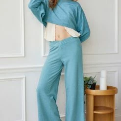 Best deal 🤩 Women's Out From Under Jody V-Front Wide Leg Pant Sky Blue 🥰