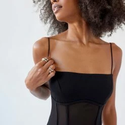 Flash Sale ⭐ Women's Out From Under Harlow Sheer Mesh Corset Bodysuit Black 💯