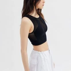 Hot Sale ???? Women's Out From Under Eyes On Me Seamless Mesh Top Black ???? -Out From Under Shop unnamed file 99